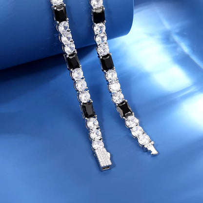 Black & White Stone Tennis Chain - 6mm