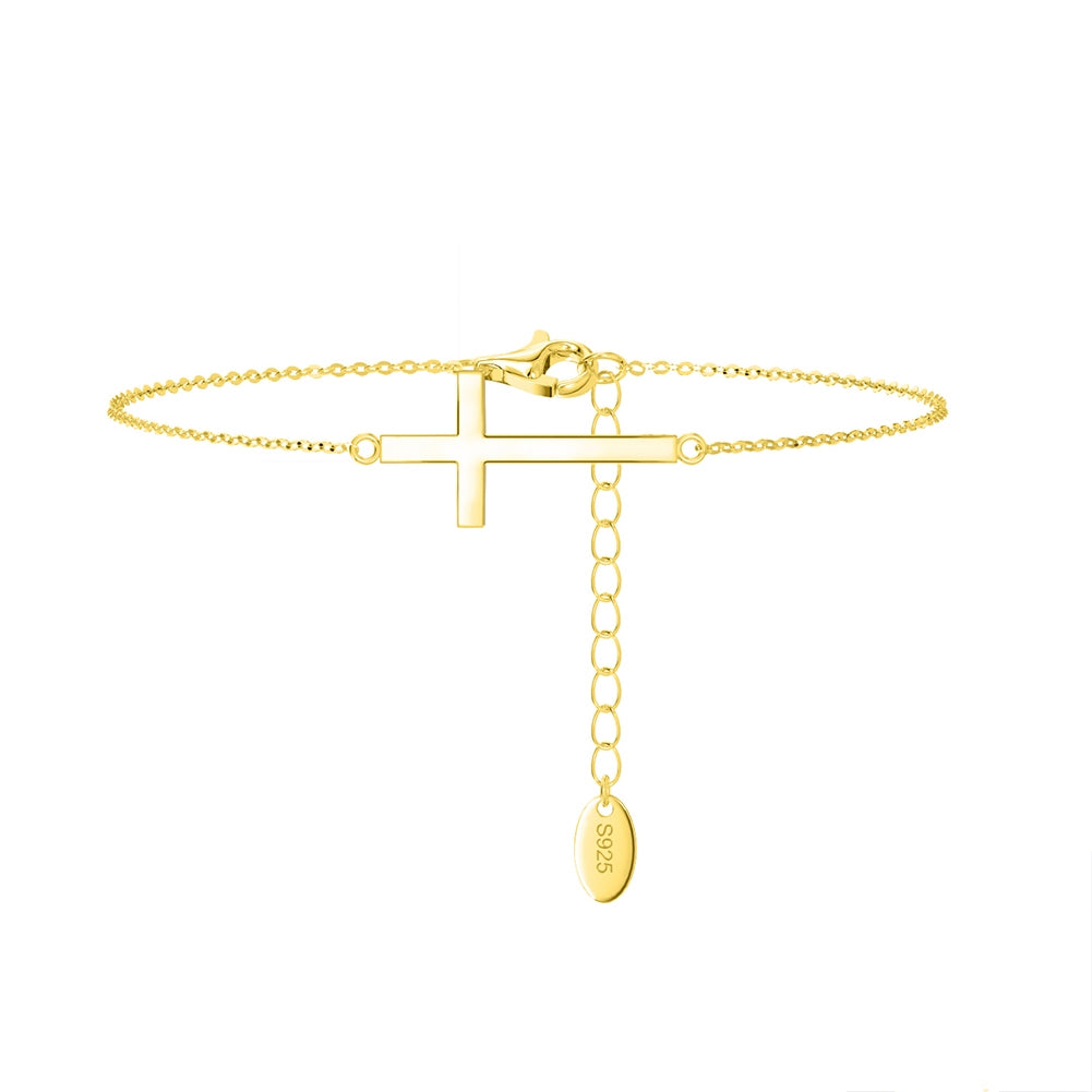 Cross Charm Bracelet in yellow gold