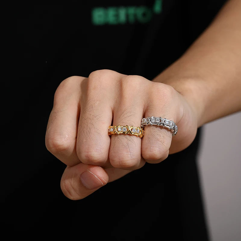 Diamond X motif rings