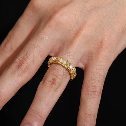 Gold Diamond X motif ring