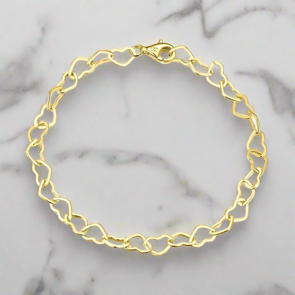 Heart Link Bracelet in yellow gold - 5mm