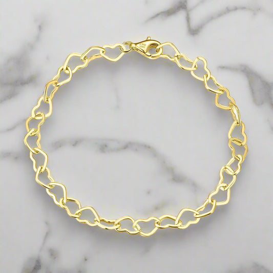 Heart Link Bracelet in yellow gold - 5mm