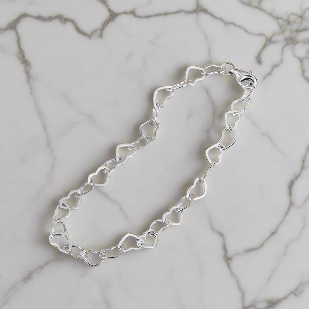 Heart Link Bracelet in silver - 5mm