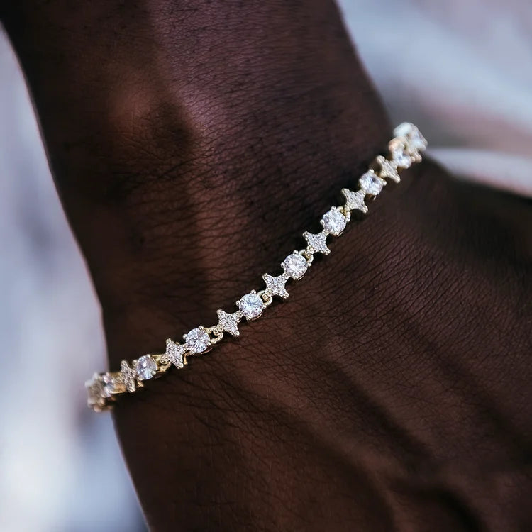 Round Stone Star Tennis Bracelet - 6mm