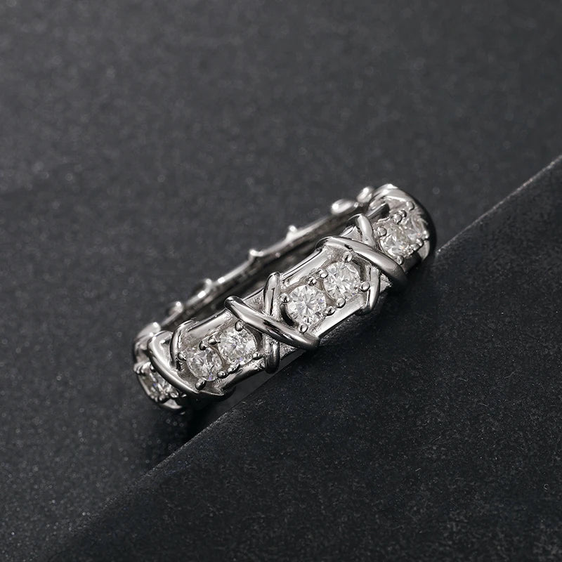 White Gold Diamond X motif ring