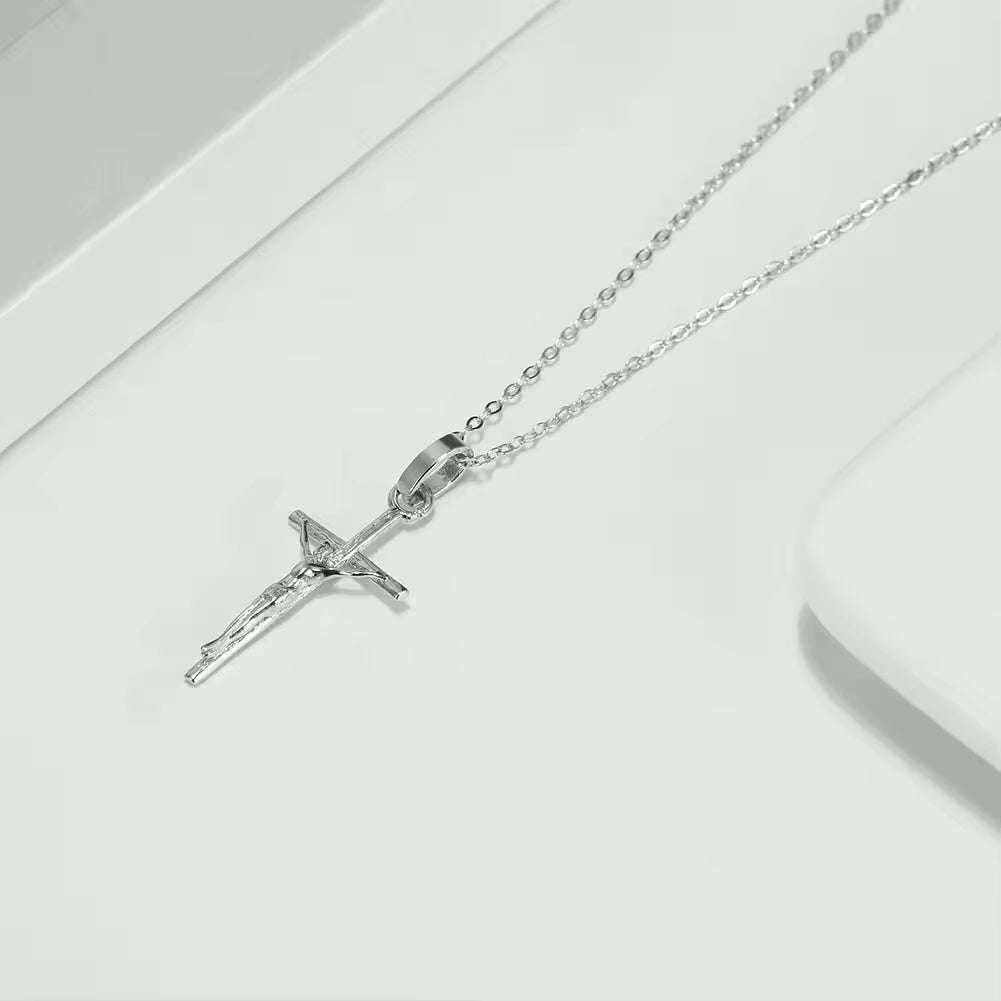 White Gold crucifix cross pendant 