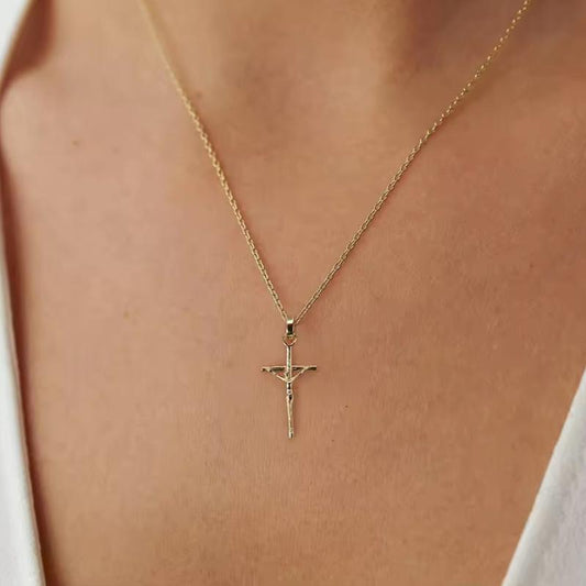 Gold crucifix cross pendant 