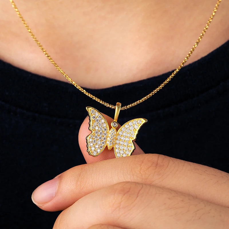 iced out Gold Butterfly pendant