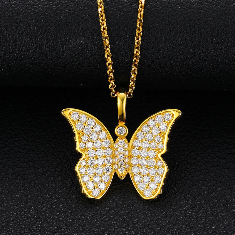 iced out Gold Butterfly pendant