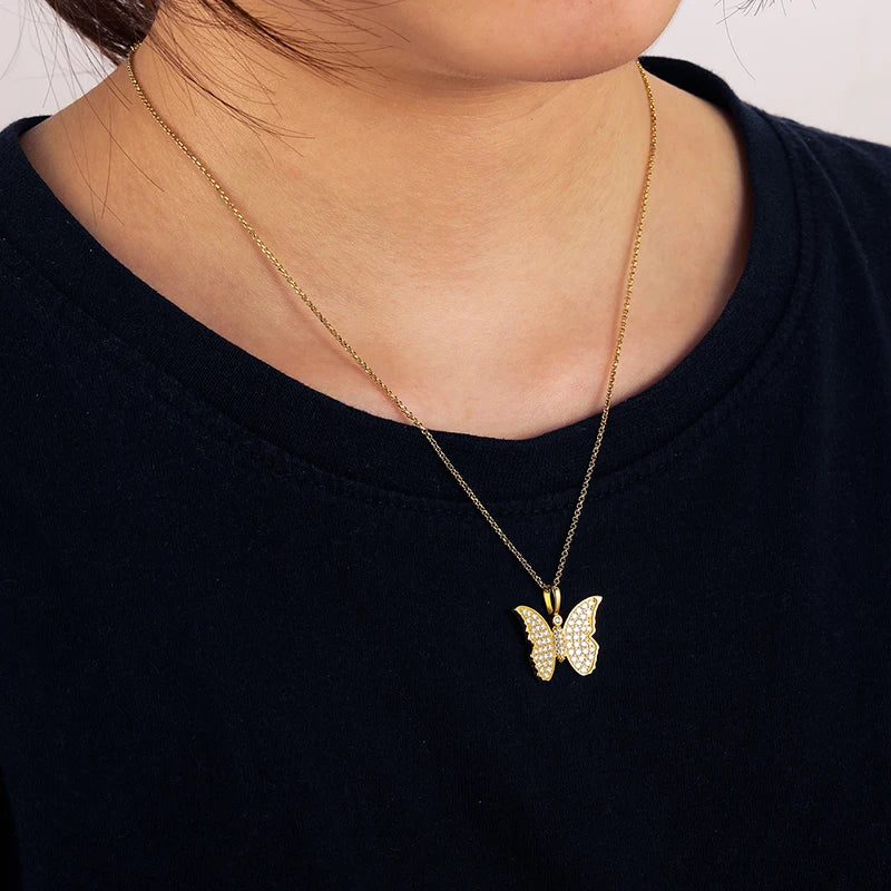 iced out Gold Butterfly pendant