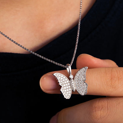 iced out White Gold Butterfly pendant