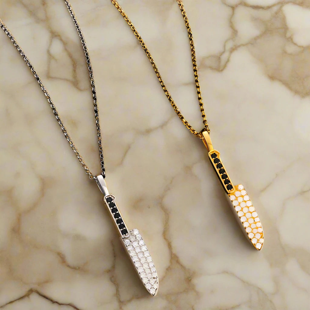 iced out White Gold & Gold Knife pendants