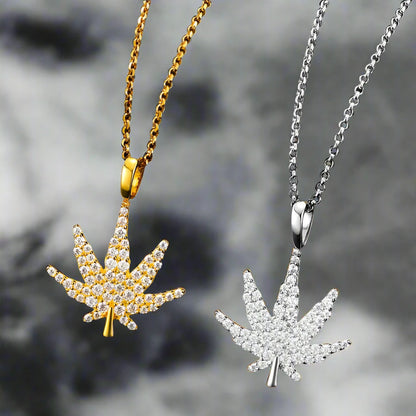 iced out White gold & Gold marijuana pendants