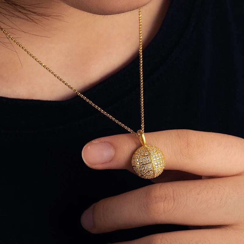 iced out gold Basketball pendant