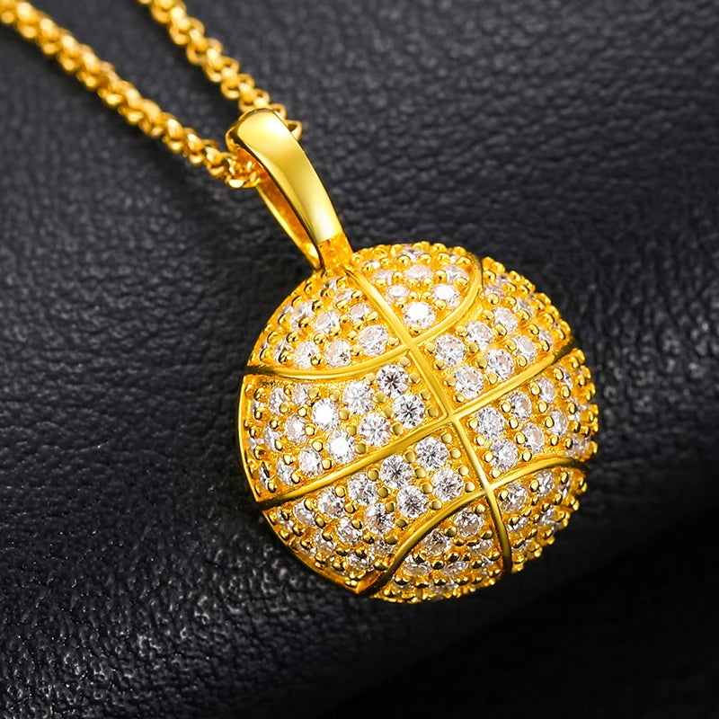 iced out gold Basketball pendant