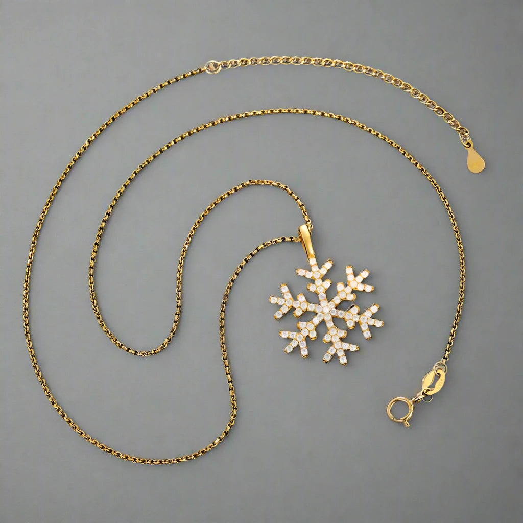 iced out gold Snow Flake pendant 