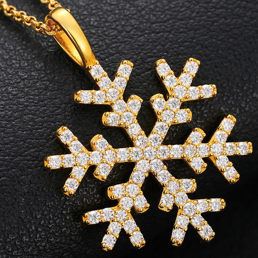 iced out gold Snow Flake pendant 