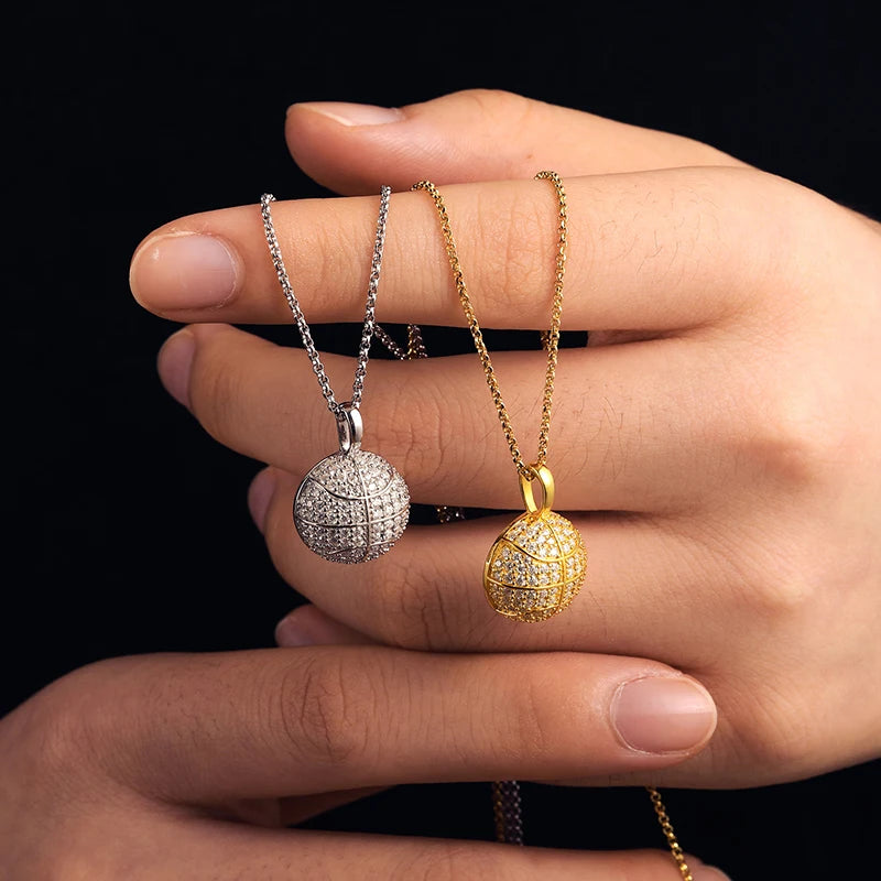 iced out gold & White Gold Basketball pendants